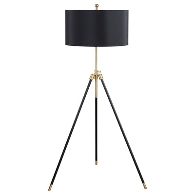 Tripod Drum Shade Floor Lamp With Rotary Switch - Black