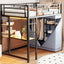 Loft Bed With Desk, Shelves, Power Outlet, LED Light And Wardrobe