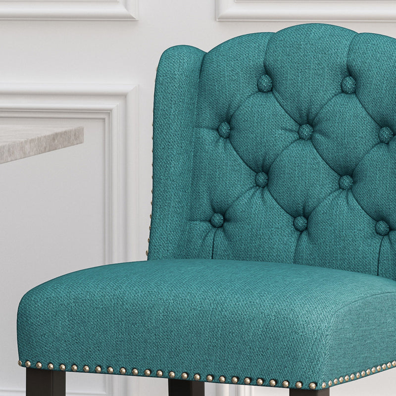 Vienna - Fabric Tufted Counter Stool With Nailhead Accents (Set of 2)