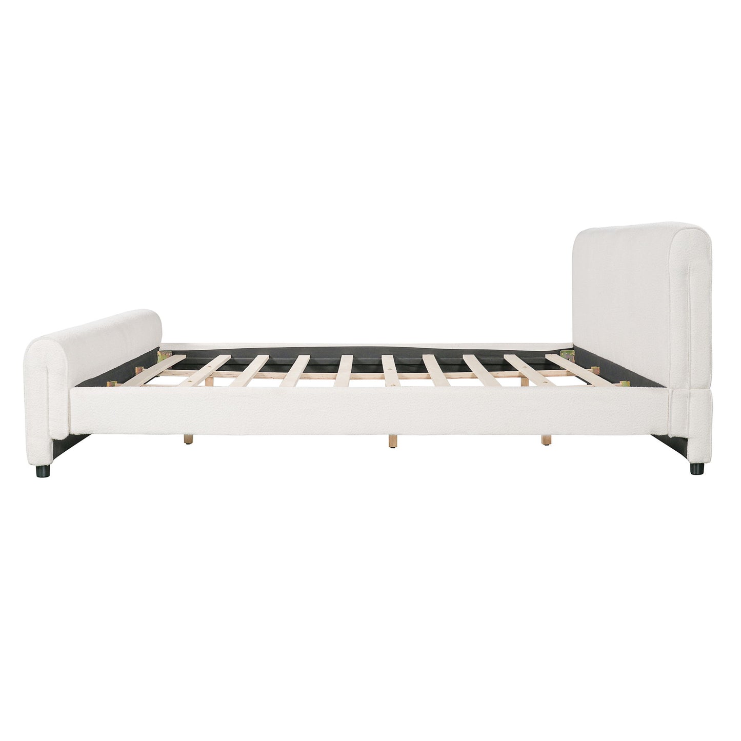Luxury Upholstered Bed Frame With Curved Headboard & Footboard