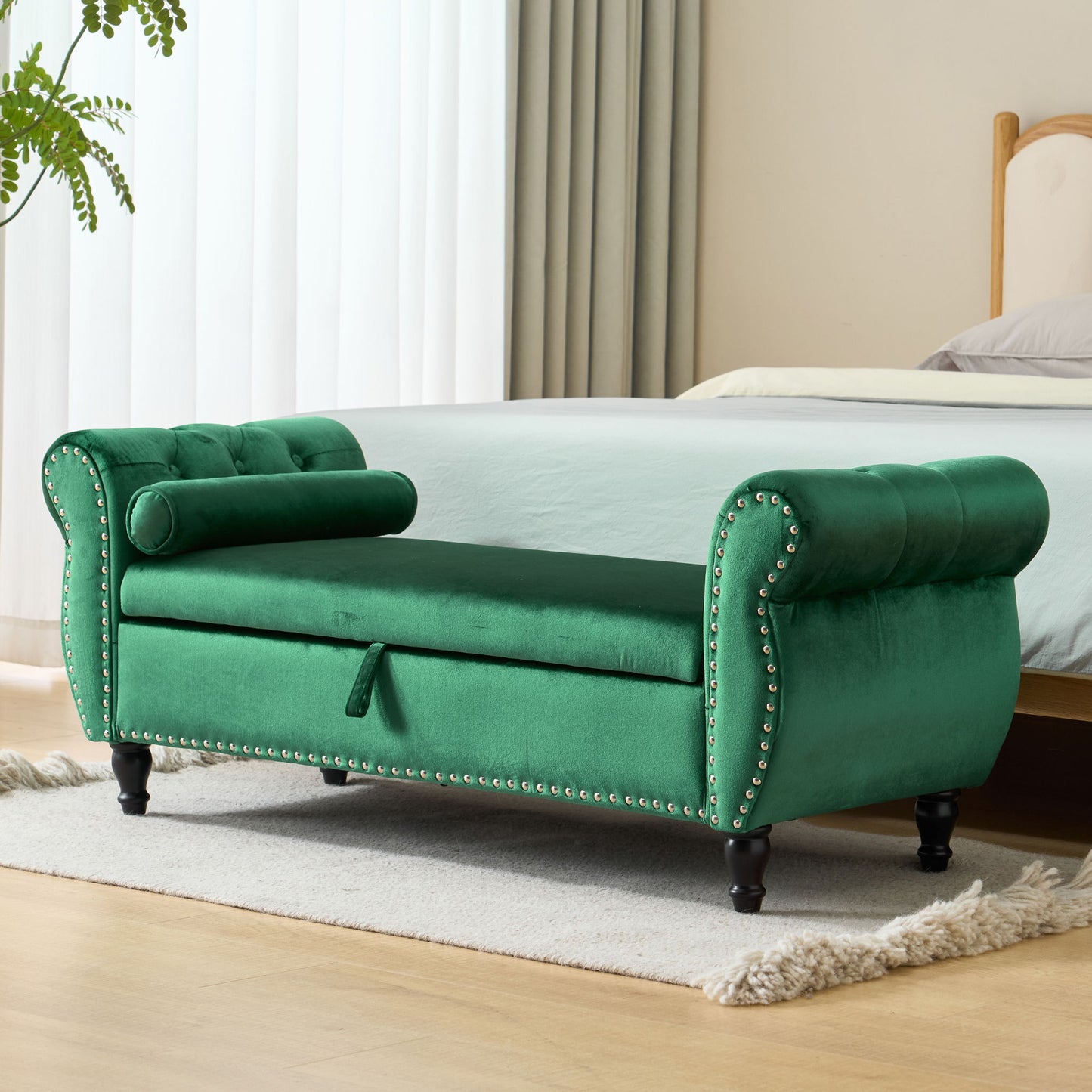 Luxurious Multifunctional Storage Ottoman Bench With Pillow
