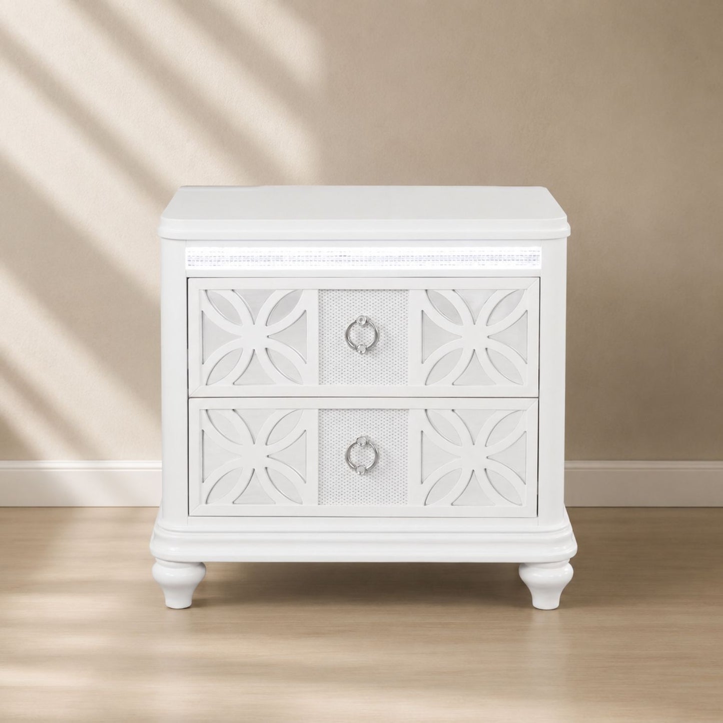 Abigale - 2 Drawer Nightstand With LED - White