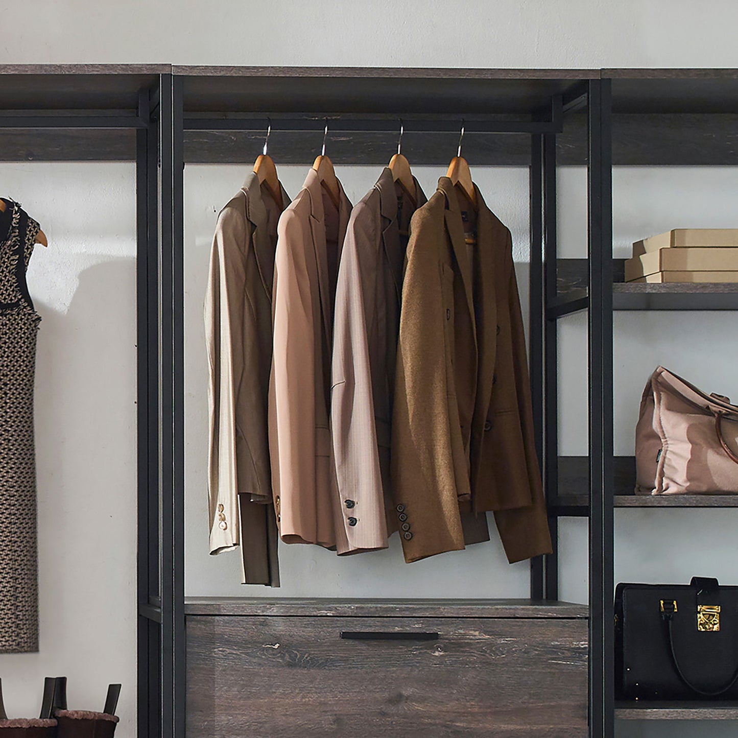 Monica - Walk-In Closet System, Extra Storage Space - Rustic
