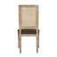 French Country Dining Chair With Rectangular Cane Backrest And Smooth Upholstered Seating