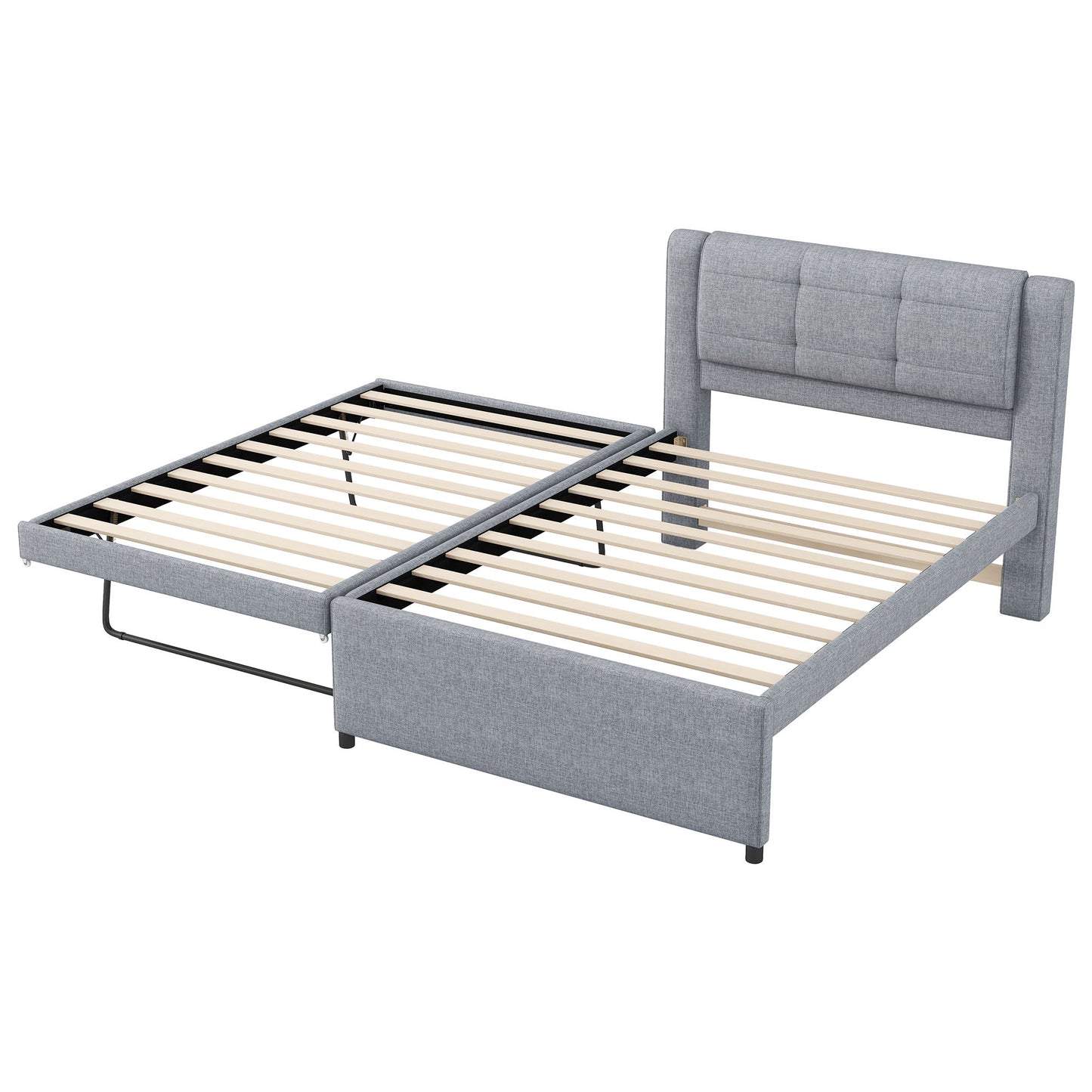 Upholstered Platform Bed With Multifunctional Trundle