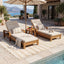 Chaise Lounge Set With 4 Fold Cushion And Built In Headrest, 3 Position Adjustable, For Patio Pool - Cream / Teak