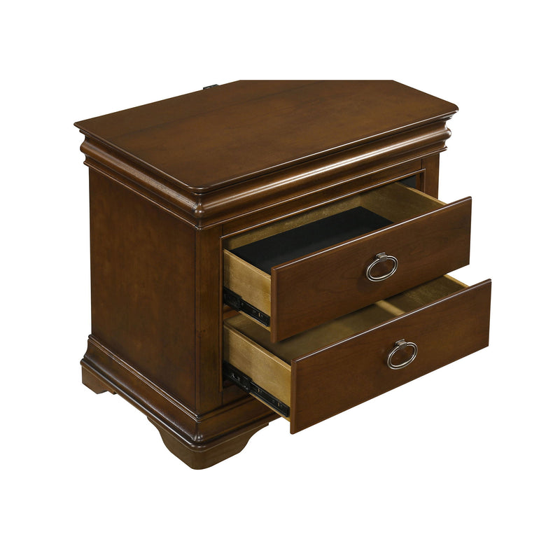 Leonide - 2 Drawer Nightstand With USB Charging And Hidden Storage - Cherry