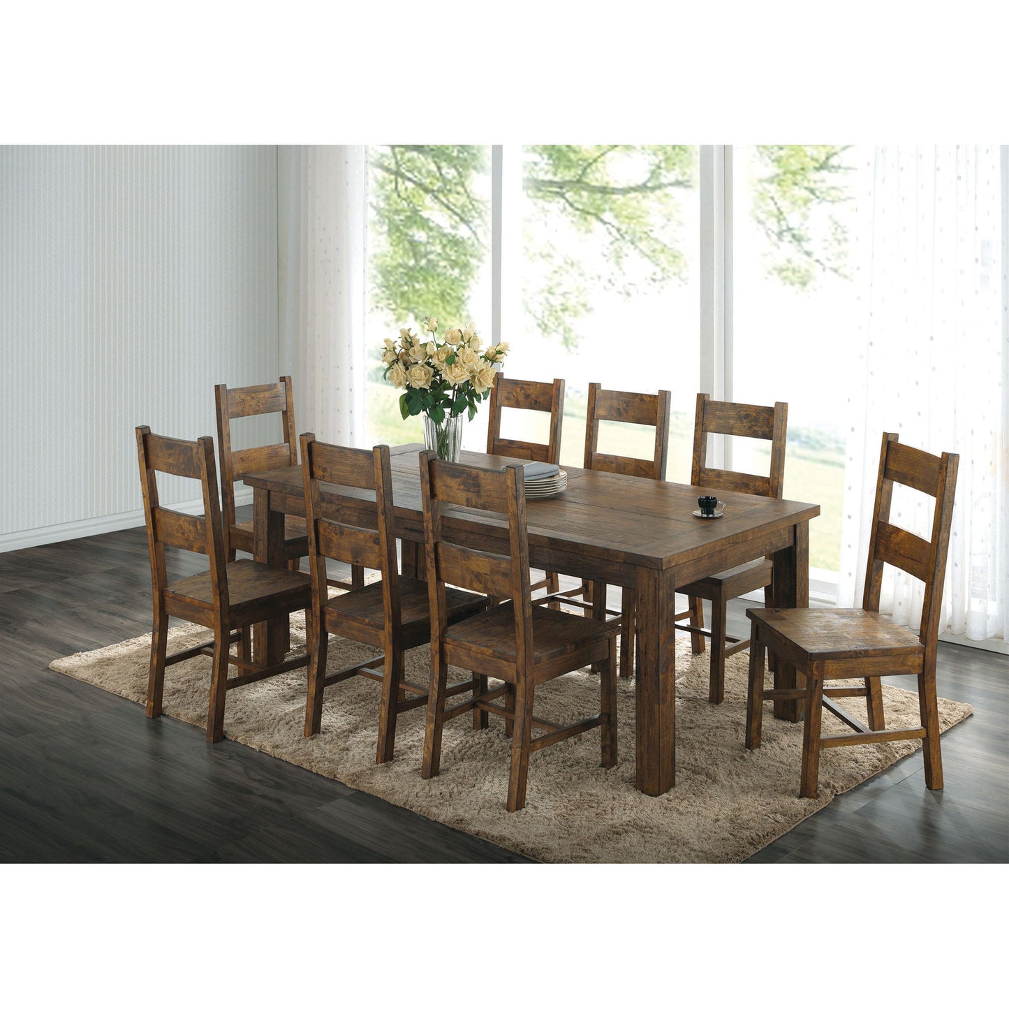 Ladder Back Dining Chairs With Straight Seat (Set of 2) - Brown