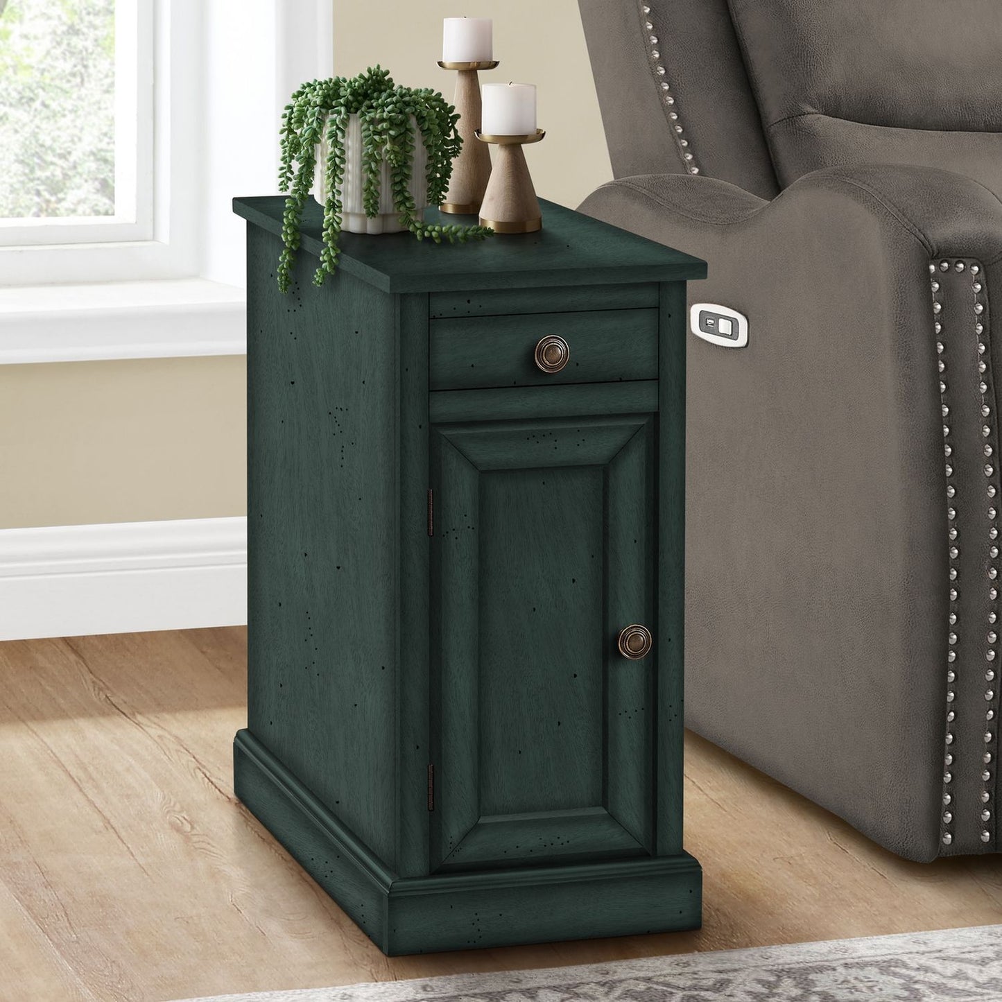 Accent Table With Storage Drawer For Living Room - Blue