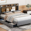 Upholstered Platform Bed With Storage Headboard, Trundle & 2 Drawers And A Set Of Sockets & USB Ports