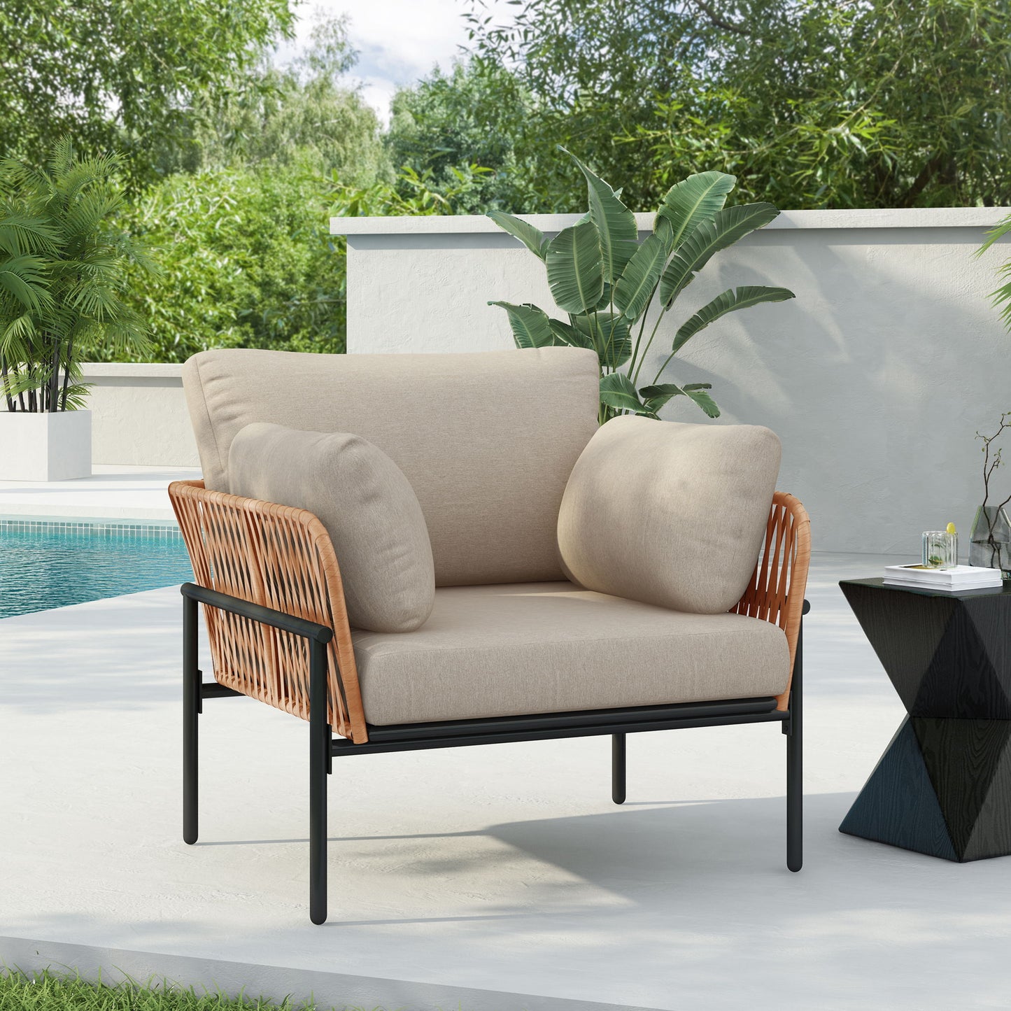 Rope Lounge Chair With Cushions For Modern Spaces