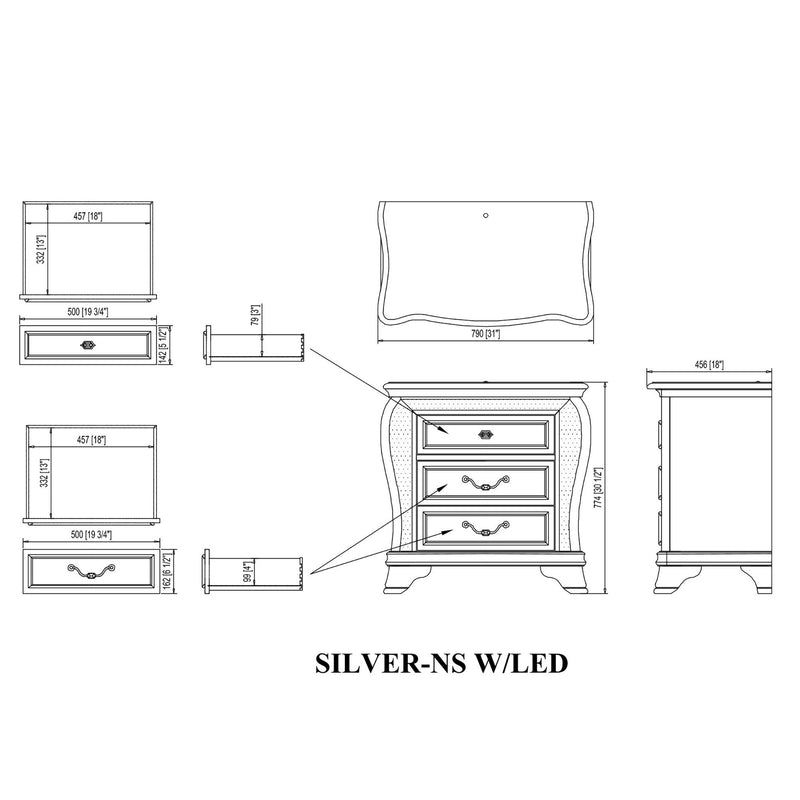 Aurelia - 5 Piece Bedroom Set With LED Light