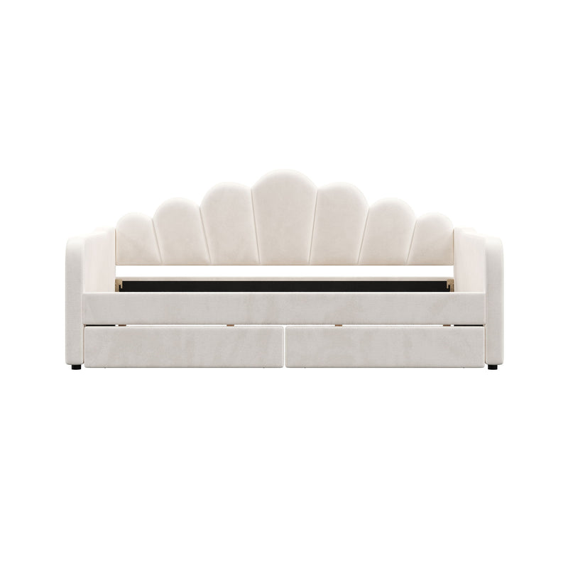 Shell Shaped Upholstered Daybed Frame With Slats