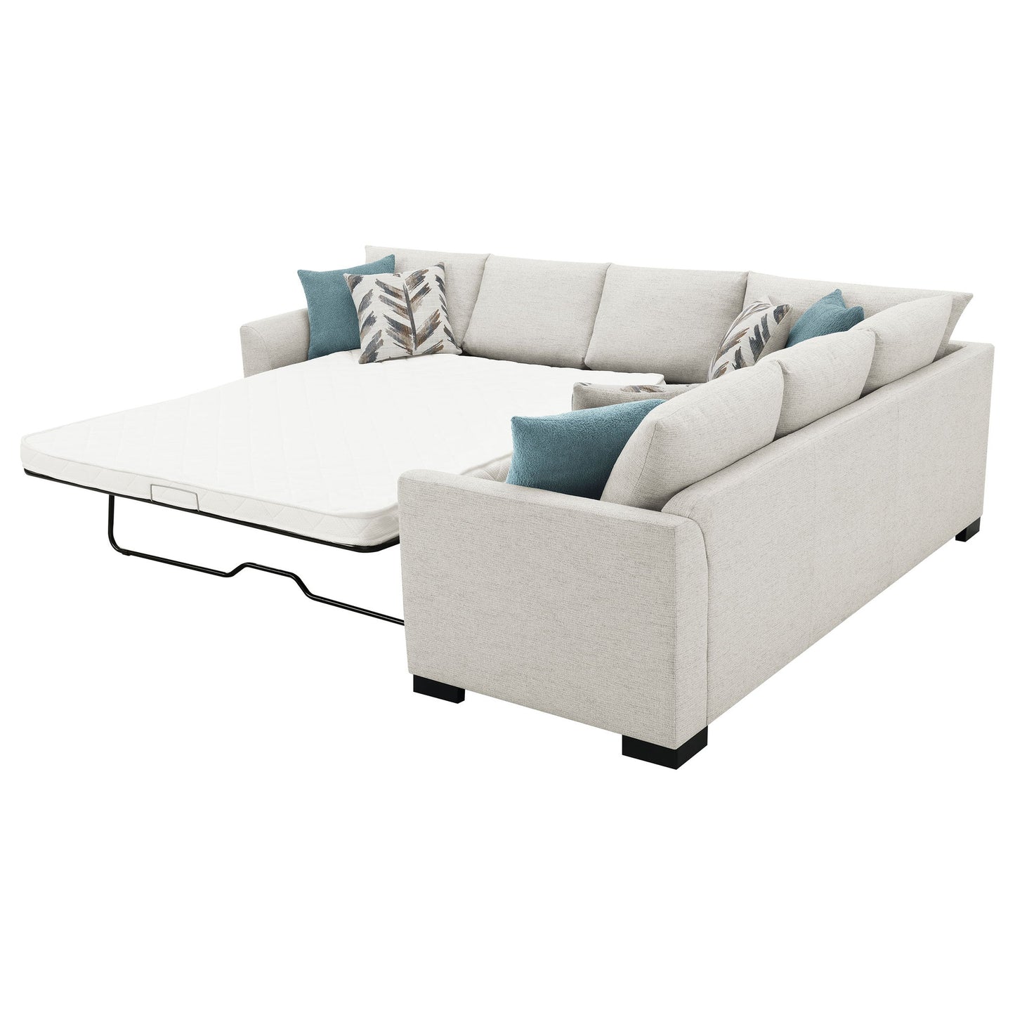 Radison - Upholstered Sectional Sofa With Hidden Sleeper - Greige