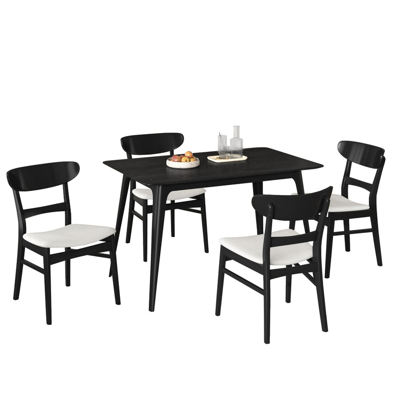 5 Piece Dining Set, 1 Table And 4 Upholstered Chairs