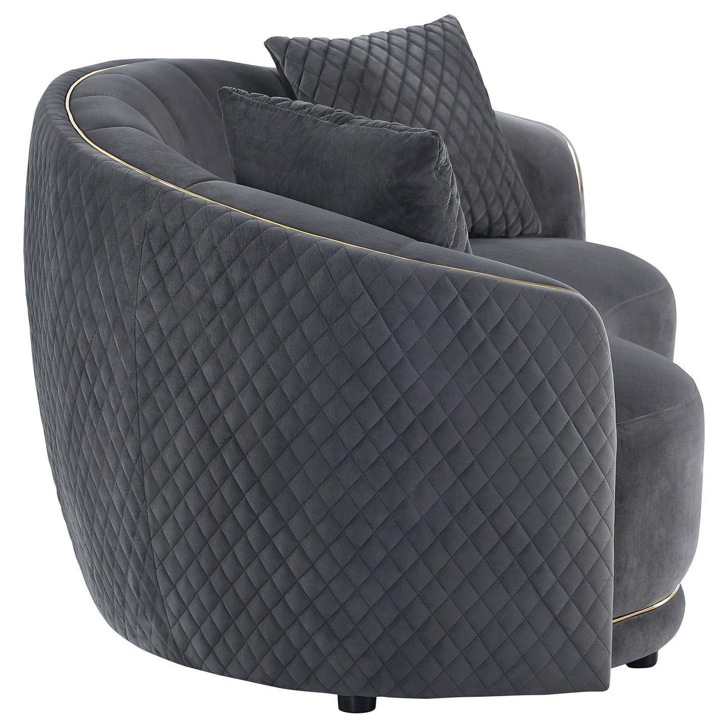Lorraine - Upholstered Curved Loveseat - Dark Gray