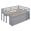 Loft Bed With Retractable Writing Desk And 4 Drawers, With Lateral Portable Desk And Shelves