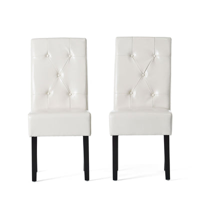 Carter - 5 Tuft Dining Chair With Button Tufted Backrest And Espresso Legs - Ivory