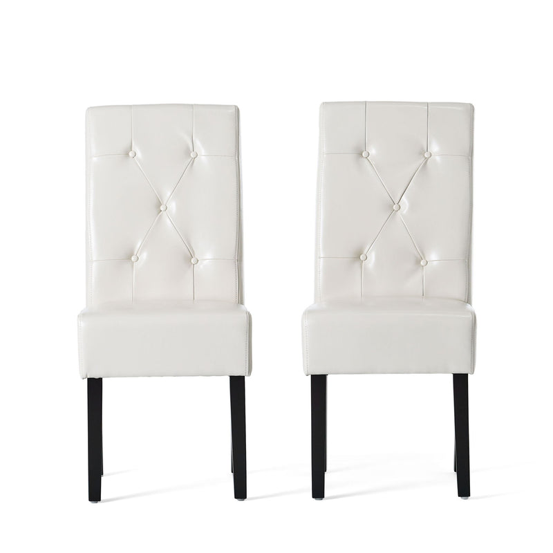 Carter - Silla de comedor 5 Tuft con respaldo capitoné y patas color espresso - Marfil
