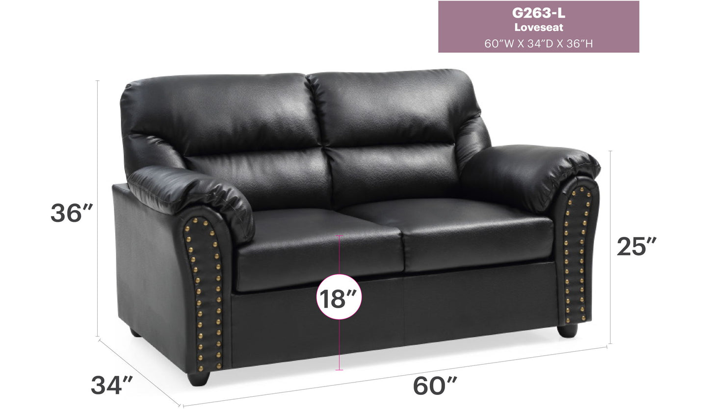 Padded Love Seat For Modern Living - Black