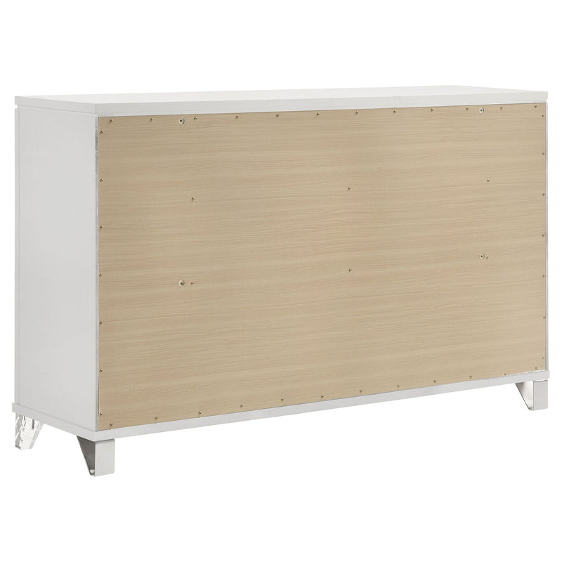 9 Drawer Dresser Cabinet With Picture Framed Fronts - White