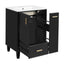 Bathroom Vanity With Sink, Deep Drawer And Pull Out Basket, Rectangular Design - Black