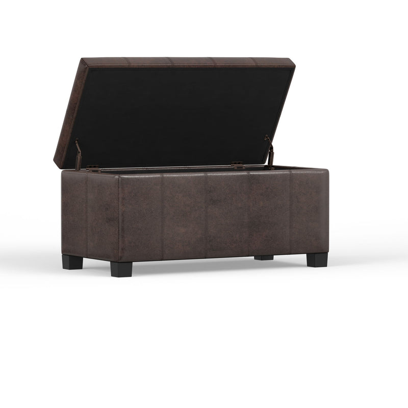 Dover - Storage Ottoman Bench - Distressed Brown
