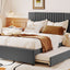 Upholstered Platform Bed With Drawers, Classic Headboard Design