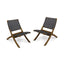 Solidago - Outdoor And Strapping Belt Folding Chairs, (Set of 2) - Black / Brown