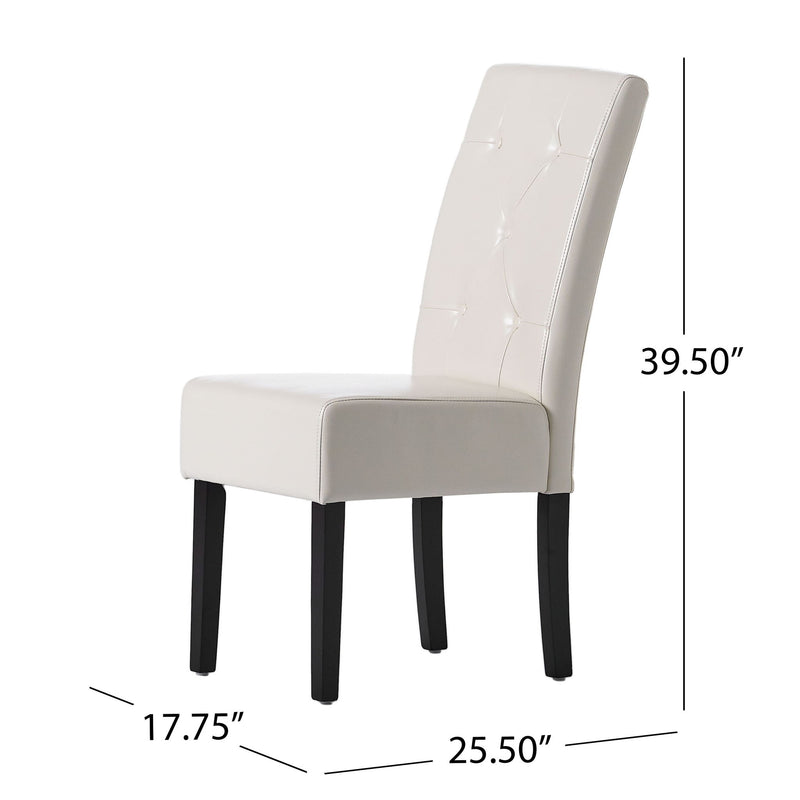 Carter - Silla de comedor 5 Tuft con respaldo capitoné y patas color espresso - Marfil