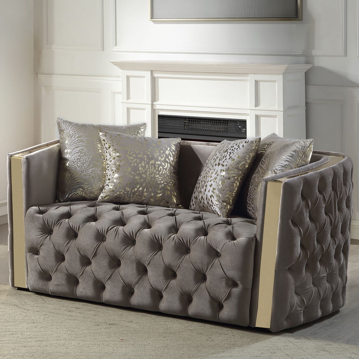 Naomi - Button Tufted Loveseat - Taupe