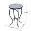 Outdoor Round Side Table With Mosaic Style Top And Curved Iron Legs