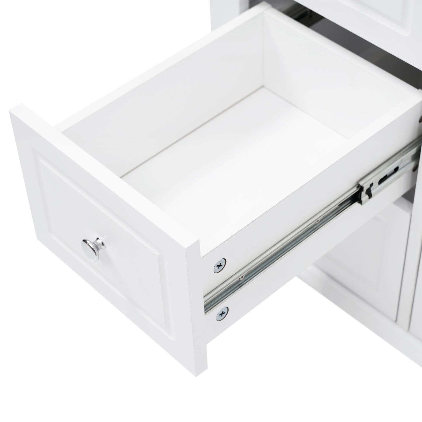 Bathroom Vanity Cabinet Only, 6 Soft Close Drawers & Double Doors - White