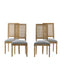 French Country Dining Chair With Rectangular Cane Backrest And Smooth Upholstered Seating