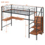 Loft Bed With Desk And Grid, Stylish Frame With Lateral Storage Ladder And Wardrobe