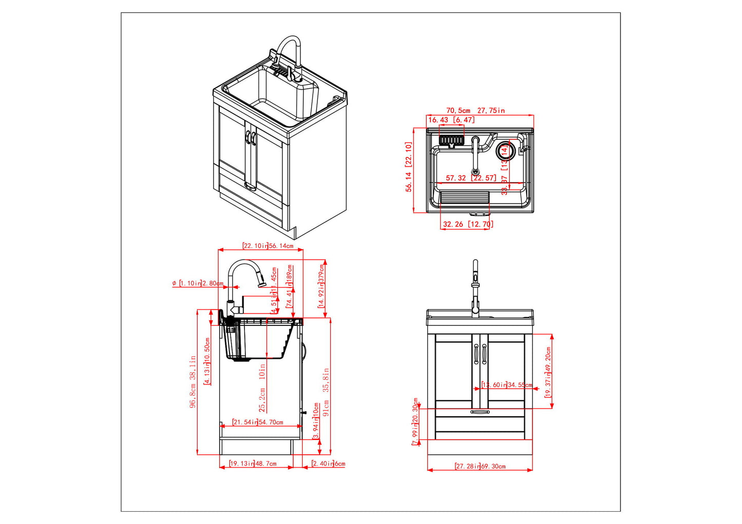 Maile - All-In-One Laundry Utility Sink And Cabinet