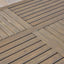 Transitional Acacia Wood Dining Table With Slat Panel Top - Gray