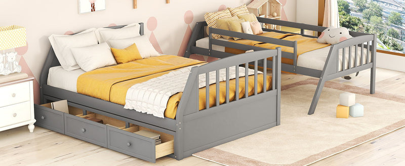 Bunk Bed With Drawers, Ladder And Storage Staircase