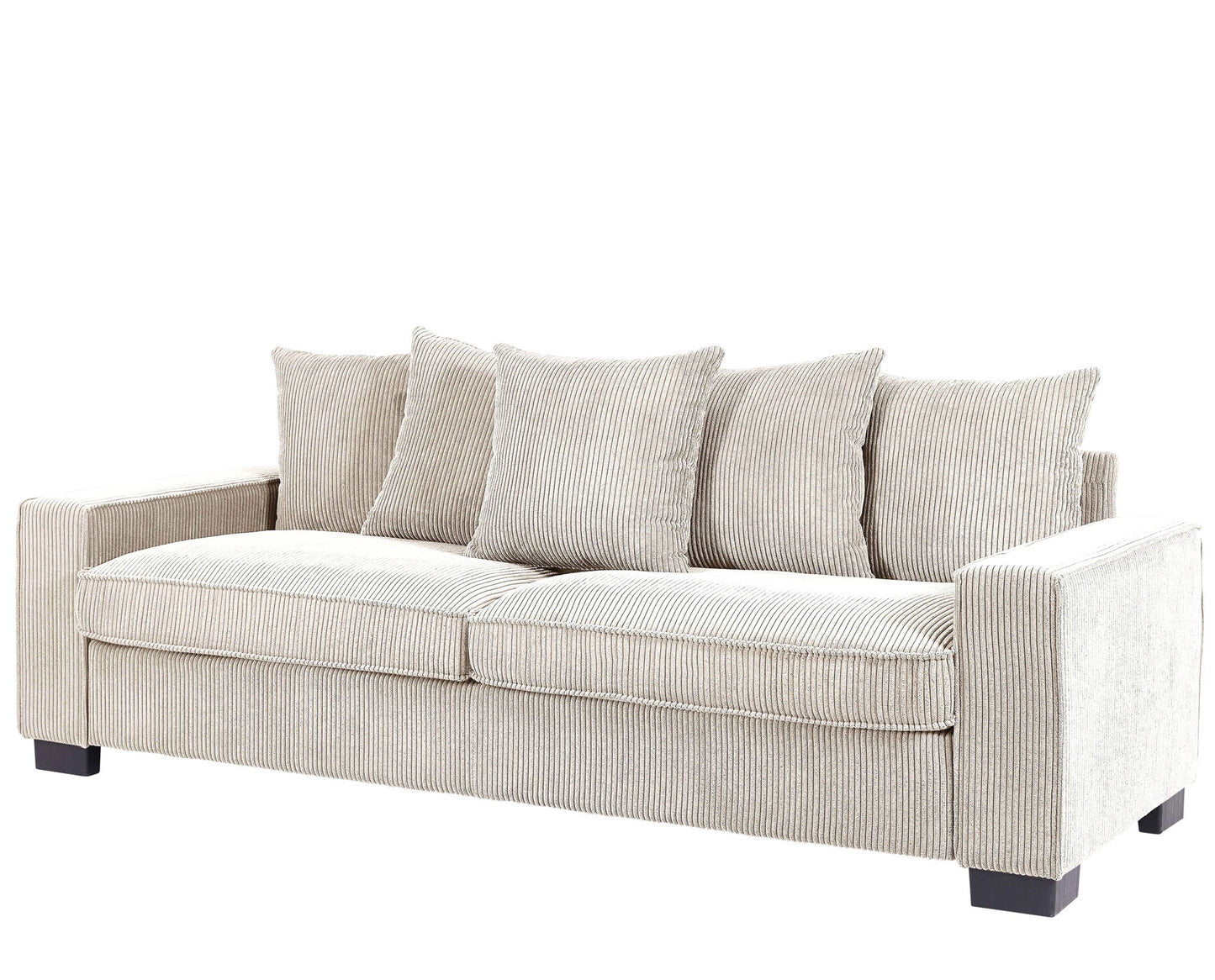Luxe Sofa With 5 Matching Toss Pillows, Sleek Design, Spacious And Comfortable 3 Seater Couch