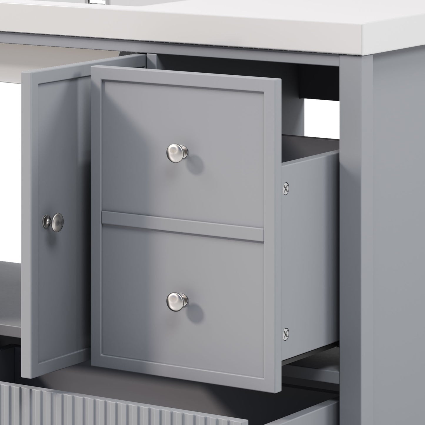 Bathroom Vanity With Separate Sink, Soft Close Doors And 4 Drawers