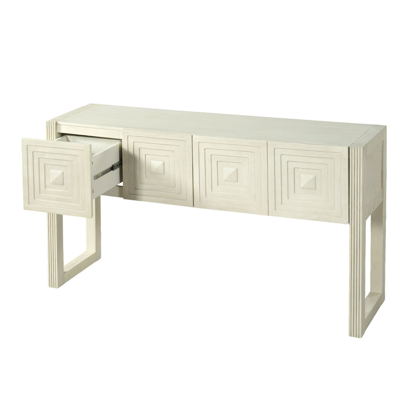 Geometric Carved Console Table With 3 Soft Close Drawers