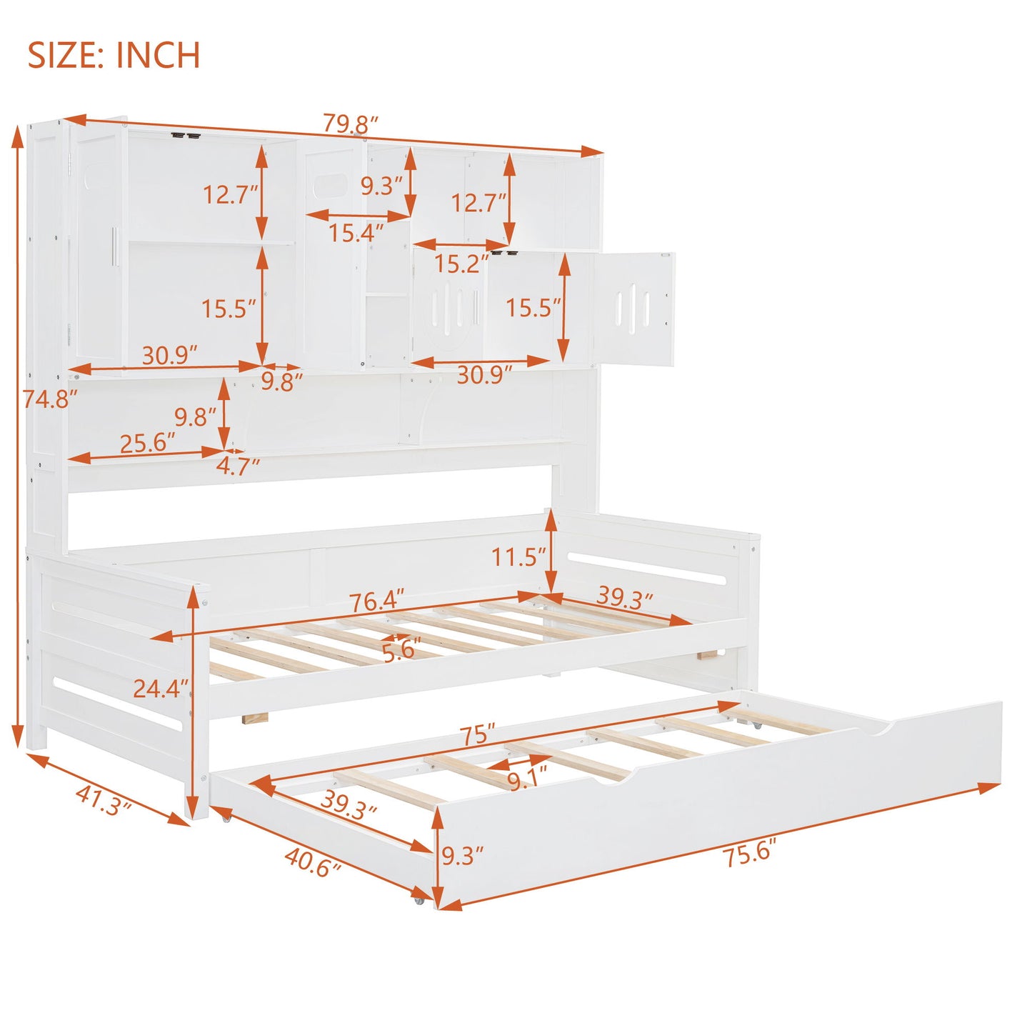Daybed & All-In-One Cabinet And Shelf