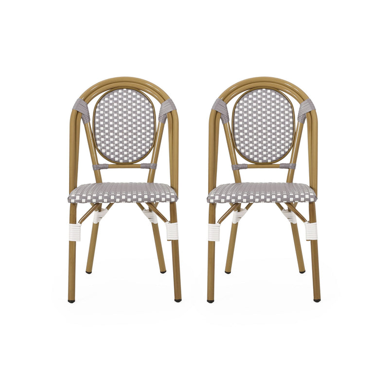 Outdoor Rattan And Aluminum French Bistro Chair Set