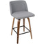 Toriano - Mid Century Modern Fixed Height Counter Stool & Square Footrest (Set of 2)