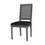 French Country Dining Chair With Rectangular Cane Backrest And Smooth Upholstered Seating