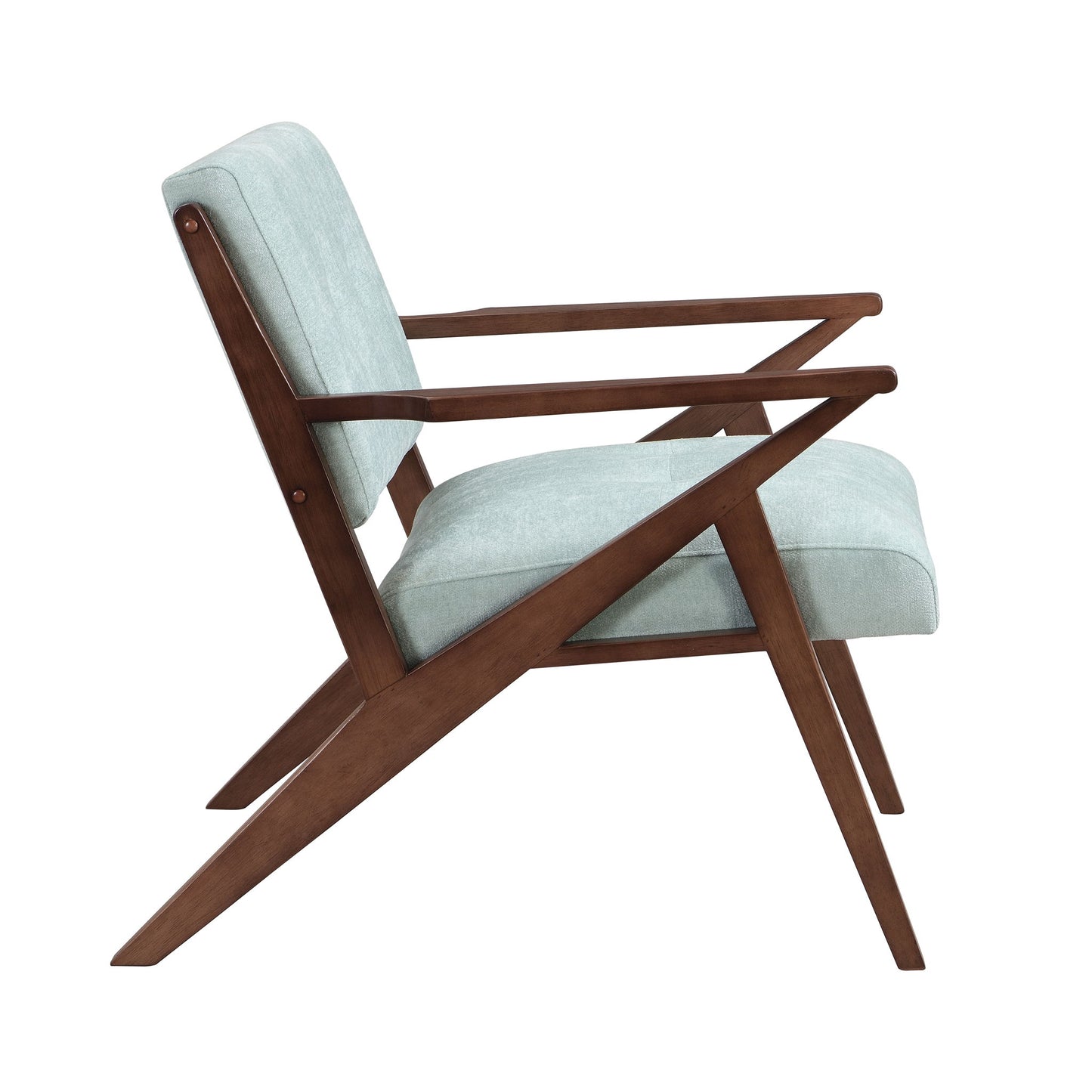 Modern Accent Chair With Plush Cushions, Angled Arm Design - Green