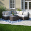 Wicker Sectional Sofa With Cushions And Table