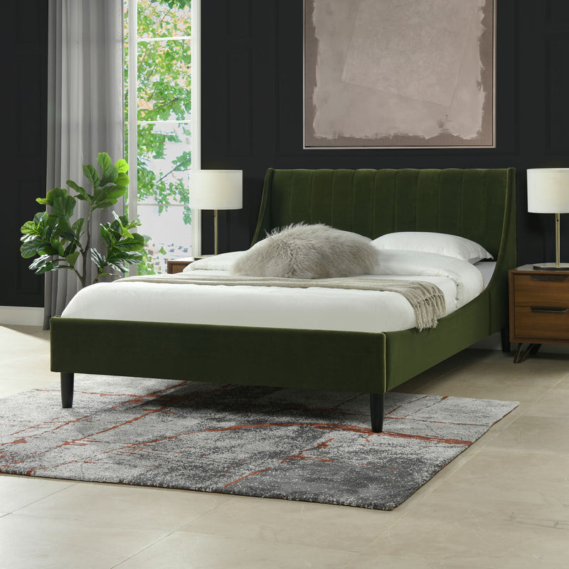 Aspen - Juego de cama de plataforma moderno con cabecero capitoné vertical