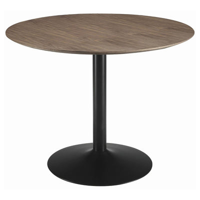 Round Dining Table With Pedestal Base - Warm Walnut
