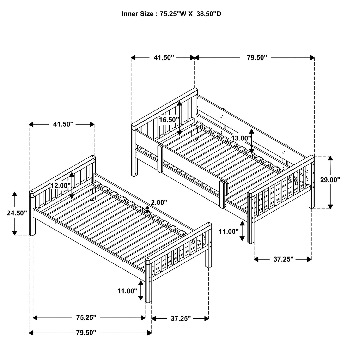 Ponderosa - Twin Over Twin Bunk Bed With Accents - Natural